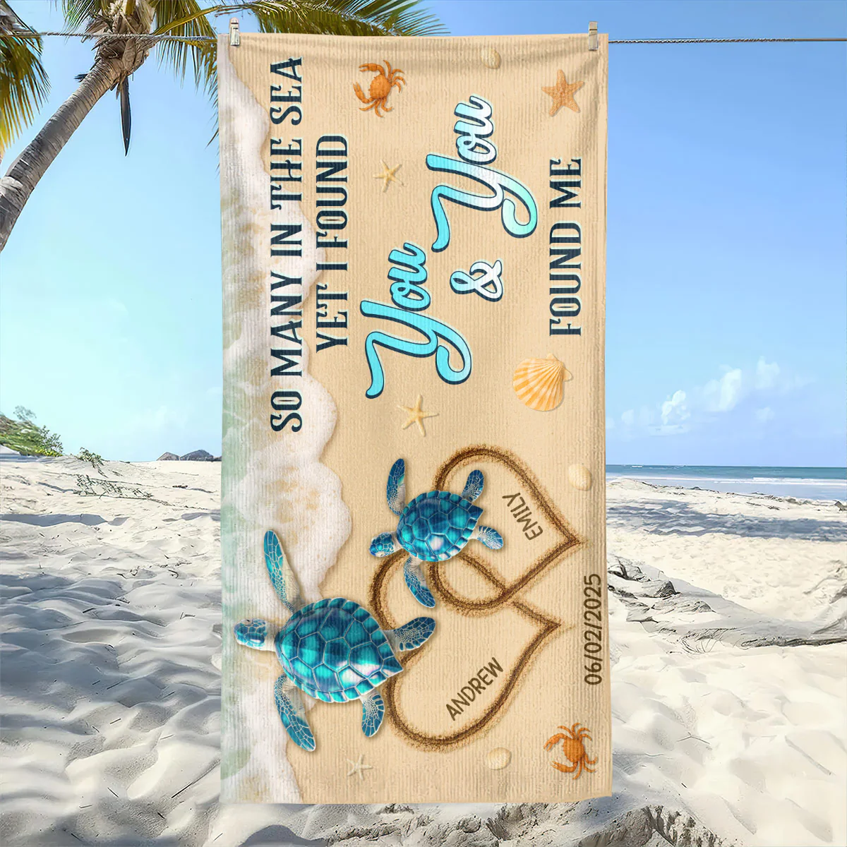 So Many In The Sea Yet I Found You - Personalized Beach Towel - Image 5