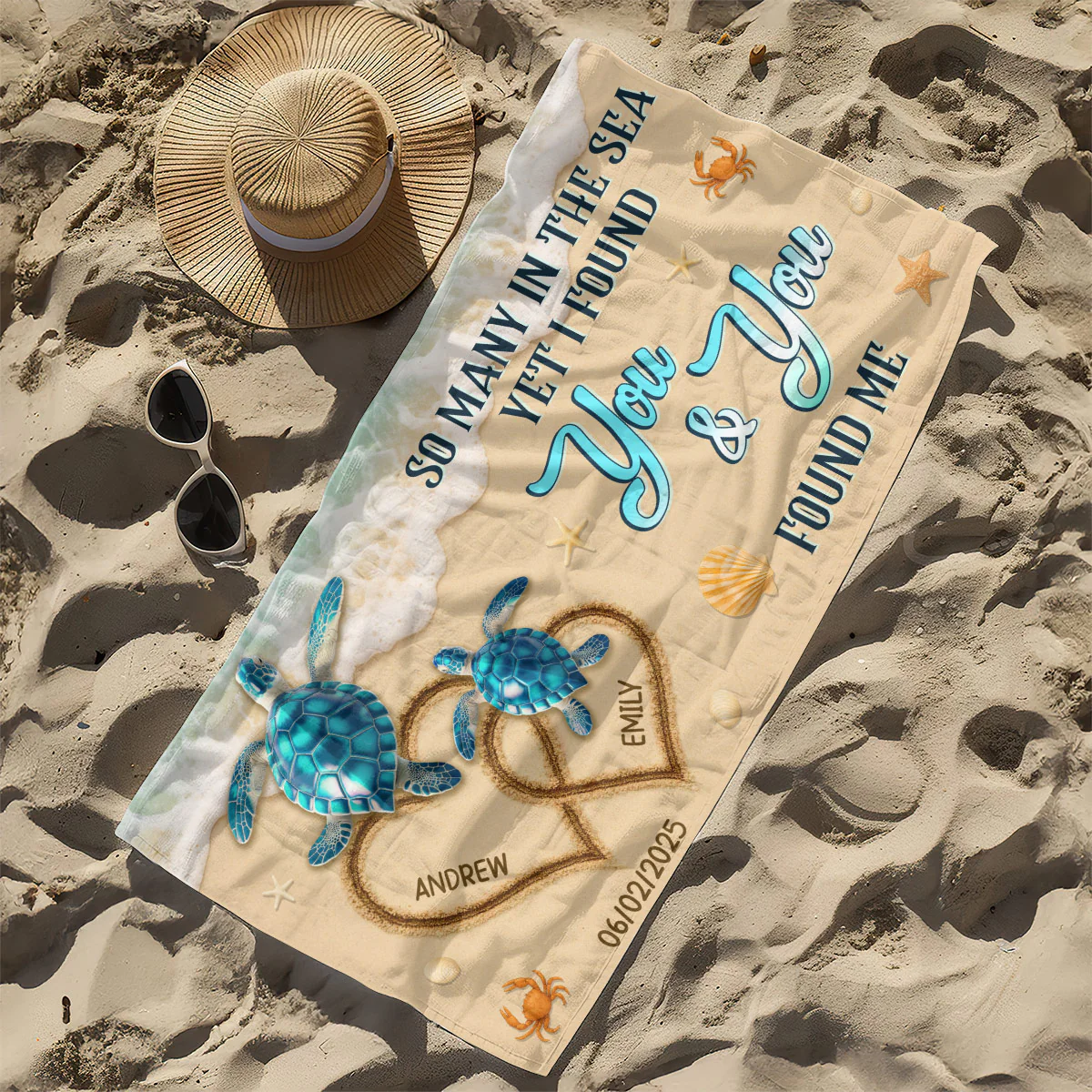 So Many In The Sea Yet I Found You - Personalized Beach Towel - Image 7