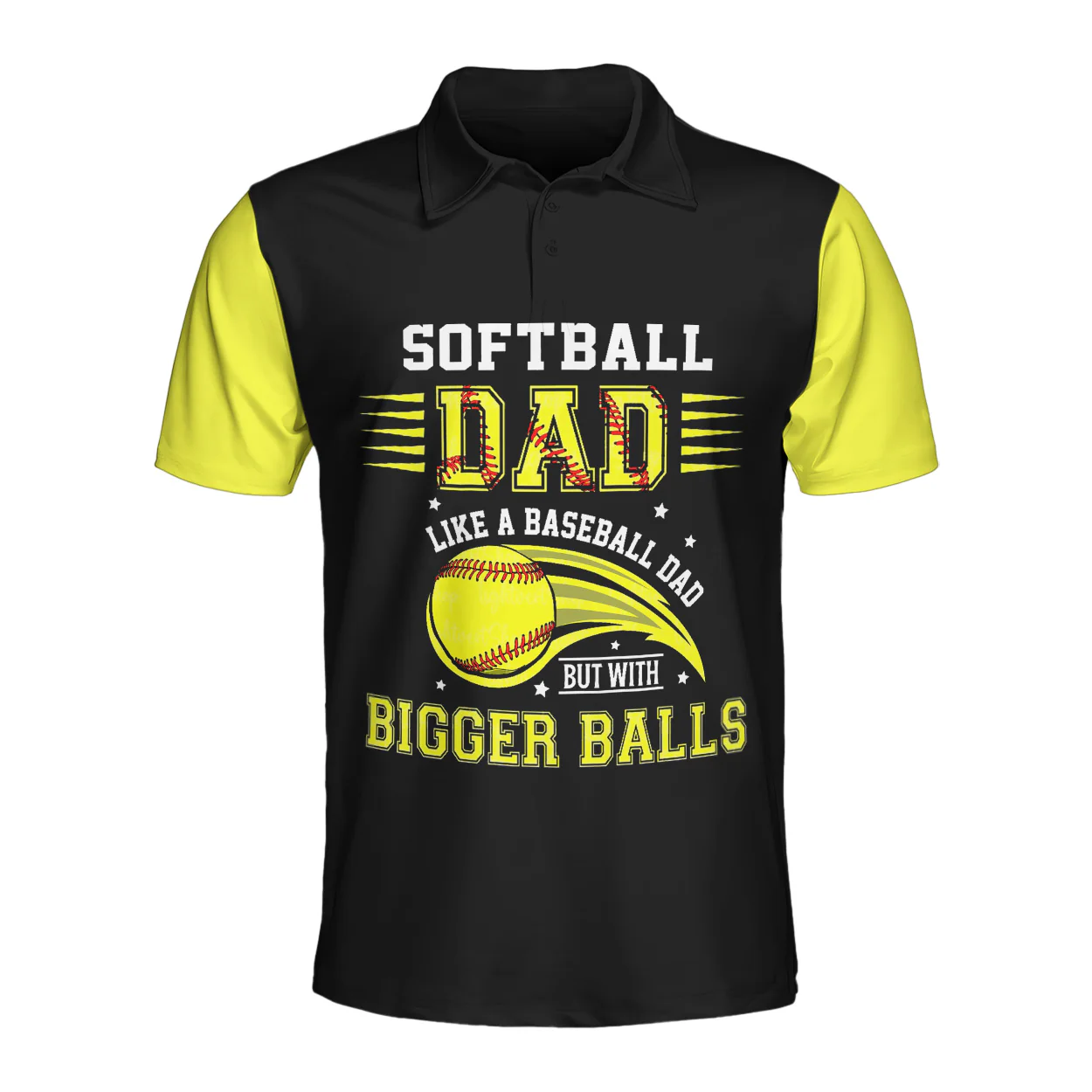 Softball Dad Like A Baseball Dad But With Bigger Balls - Personalized Polo Shirt - Image 4