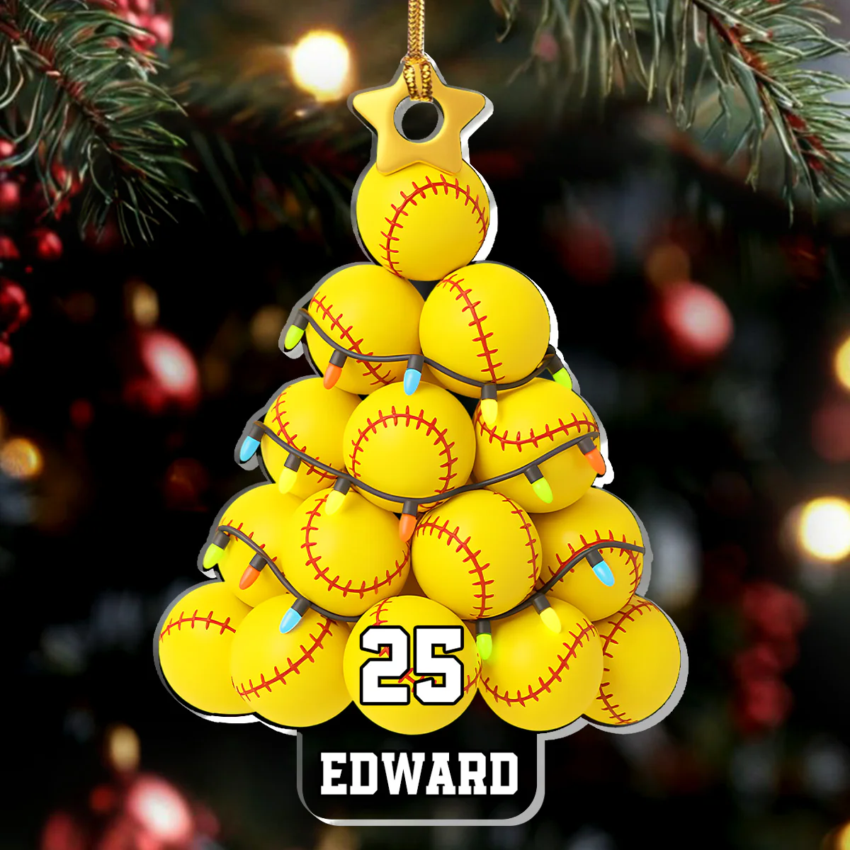 Softball Lovers - Personalized 1-Layer Acrylic Ornament - Image 4