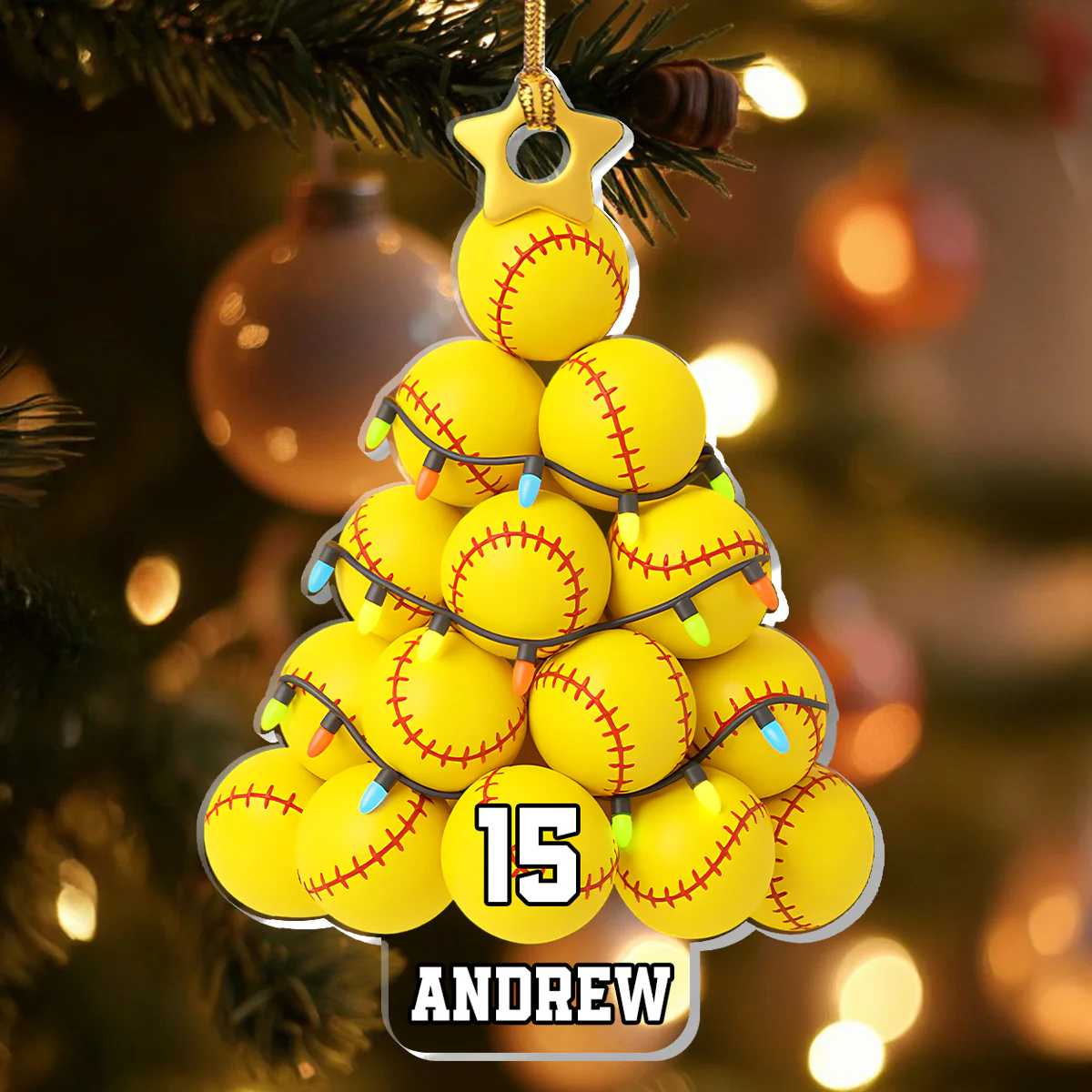 Softball Lovers - Personalized 1-Layer Acrylic Ornament - Image 5