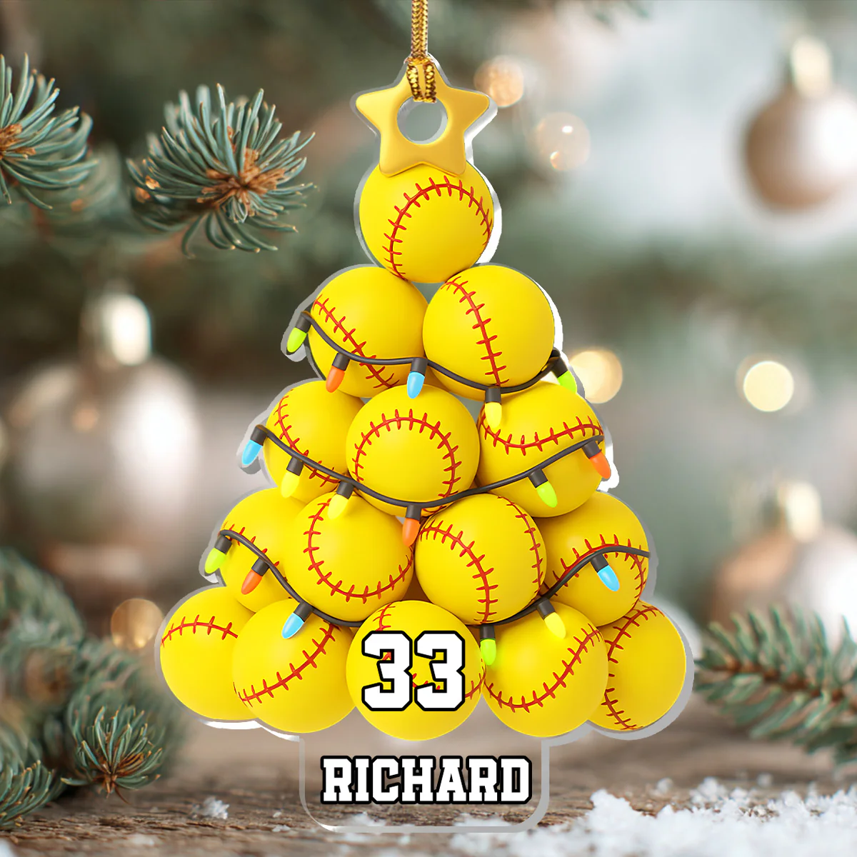Softball Lovers - Personalized 1-Layer Acrylic Ornament - Image 6
