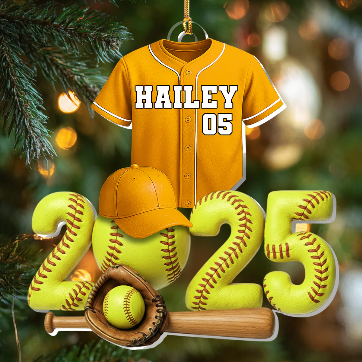Softball Passion - Personalized 1-Layer Acrylic Ornament - Image 6