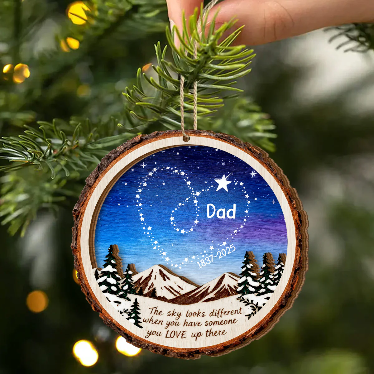 Someone You Love Up There - Personalized 2-Layered Wooden Ornament - Image 2