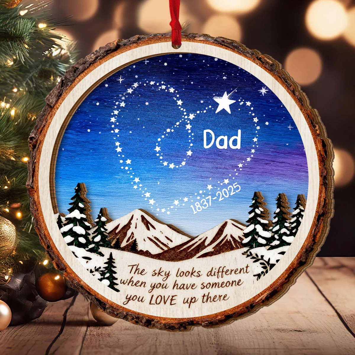 Someone You Love Up There - Personalized 2-Layered Wooden Ornament - Image 3