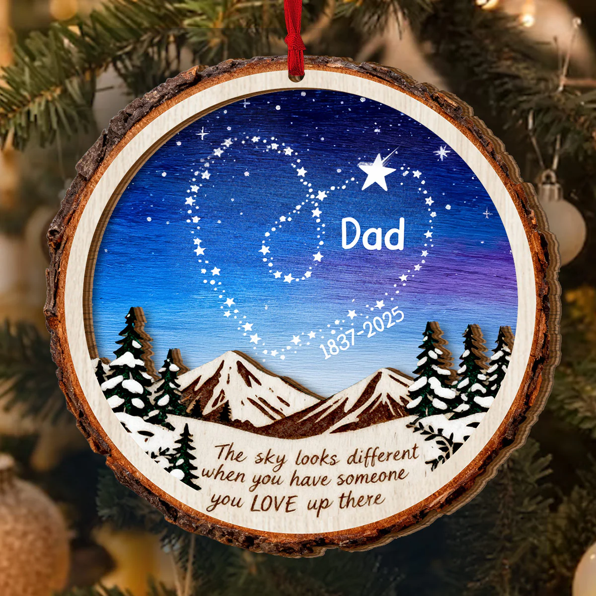 Someone You Love Up There - Personalized 2-Layered Wooden Ornament - Image 4