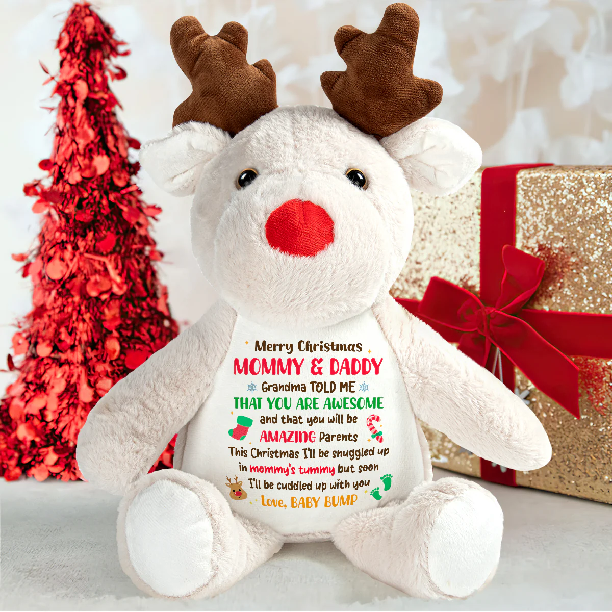 Soon I’ll Be Cuddled Up With You - Personalized Stuffed Reindeer - Image 4