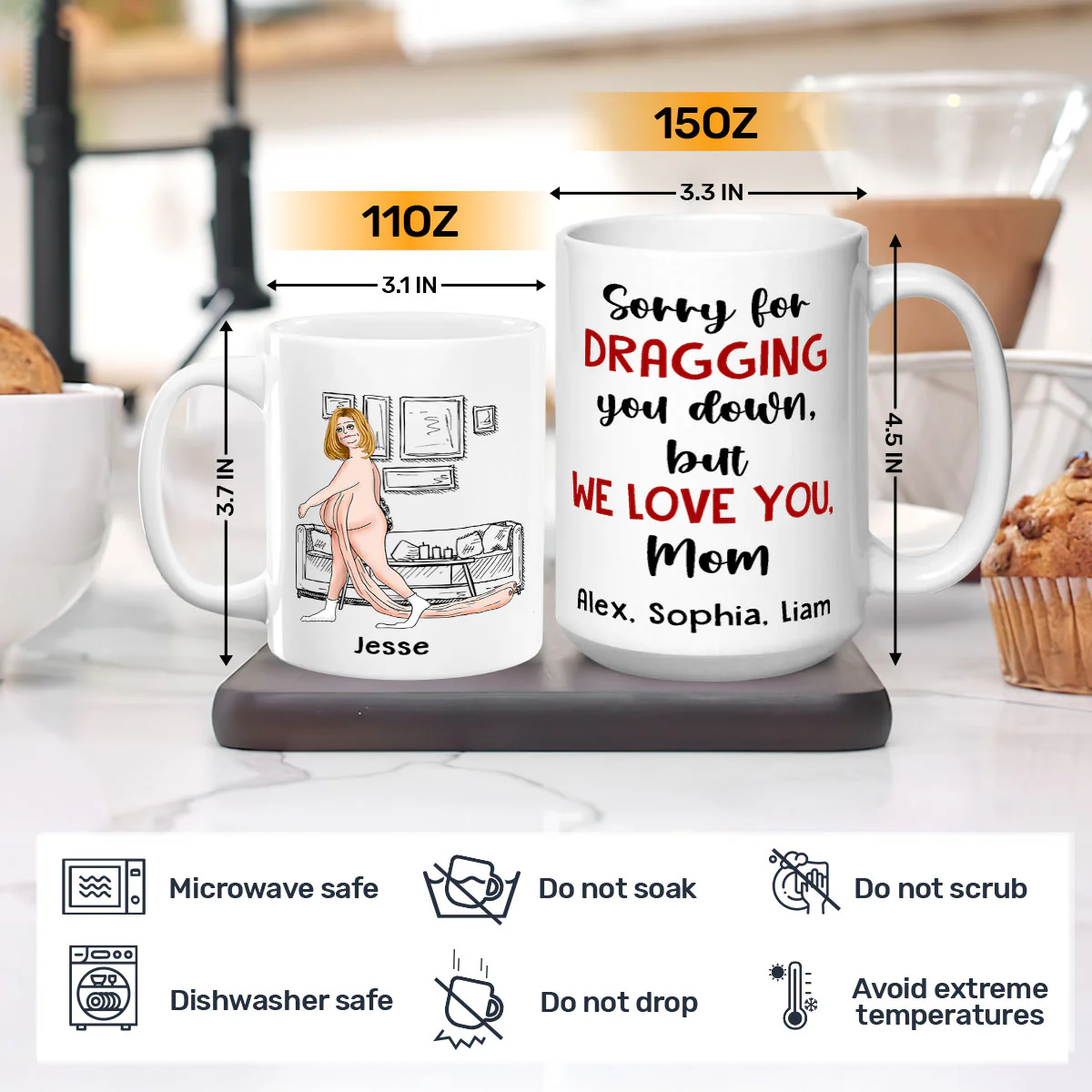 Sorry For Dragging You Down - Personalized Ceramic Coffee Mug - Image 3