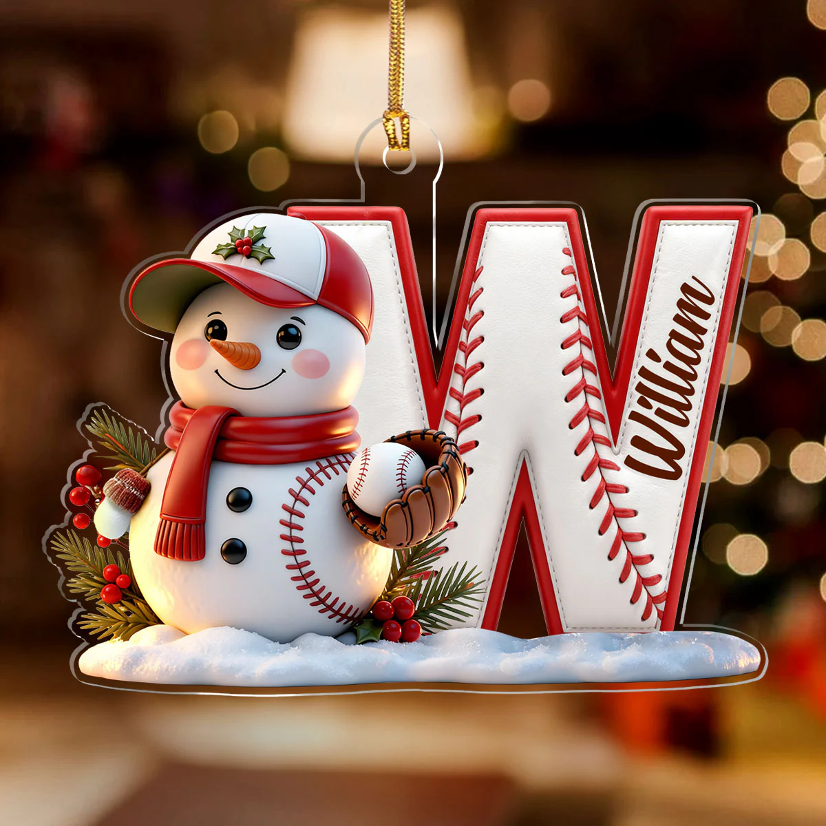 Sport Spirit Letter Ornaments - Personalized 1-Layer Acrylic Ornament - Image 2