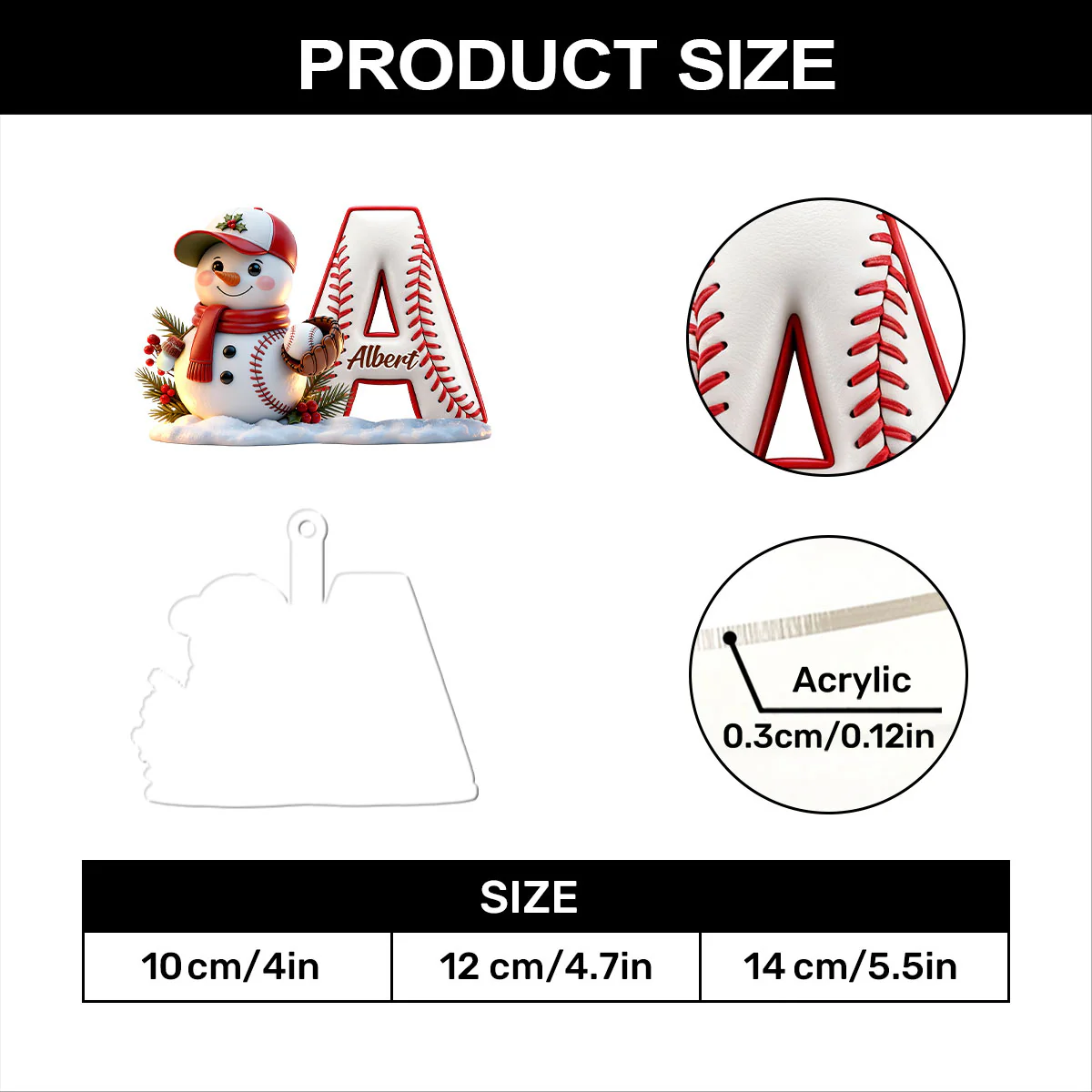 Sport Spirit Letter Ornaments - Personalized 1-Layer Acrylic Ornament - Image 7