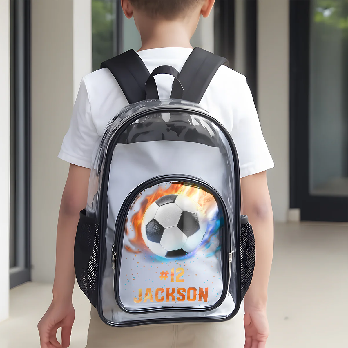 Sport Symbols For Kid - Personalized Clear Backpack - Image 3
