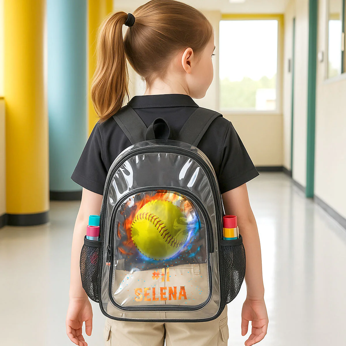 Sport Symbols For Kid - Personalized Clear Backpack - Image 4