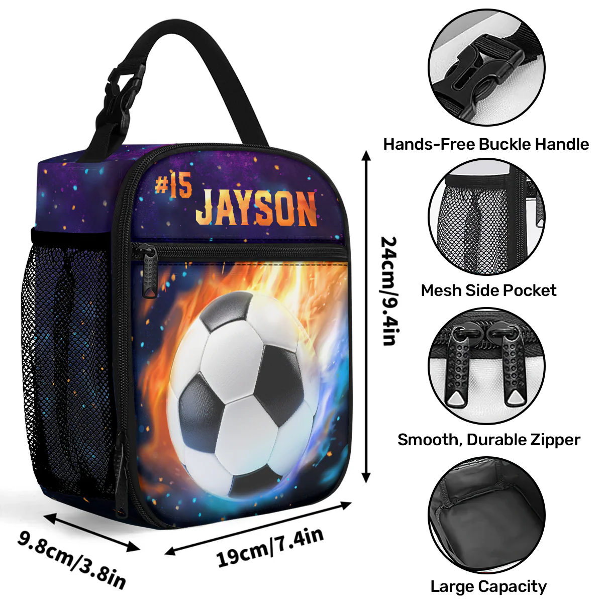 Sport Symbols For Kid - Personalized Lunch Bag - Image 7