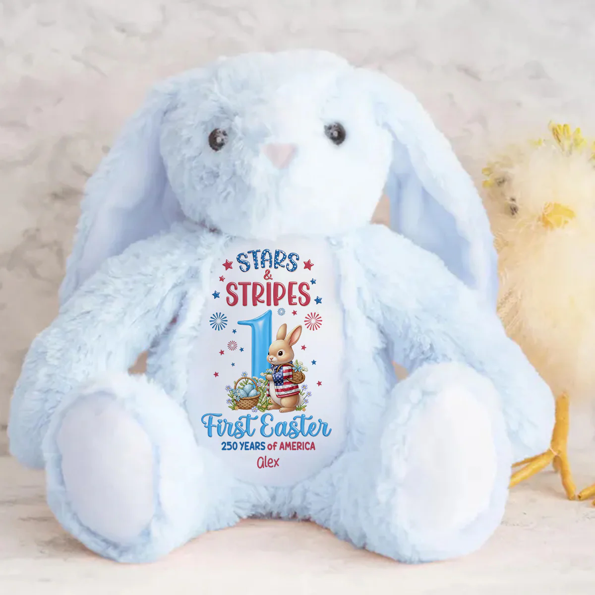 Stars & Stripes & First Easter - Personalized Stuffed Bunny - Image 4