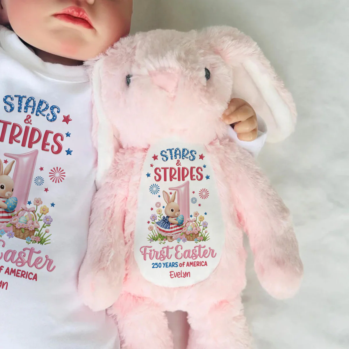 Stars & Stripes & First Easter - Personalized Stuffed Bunny - Image 6
