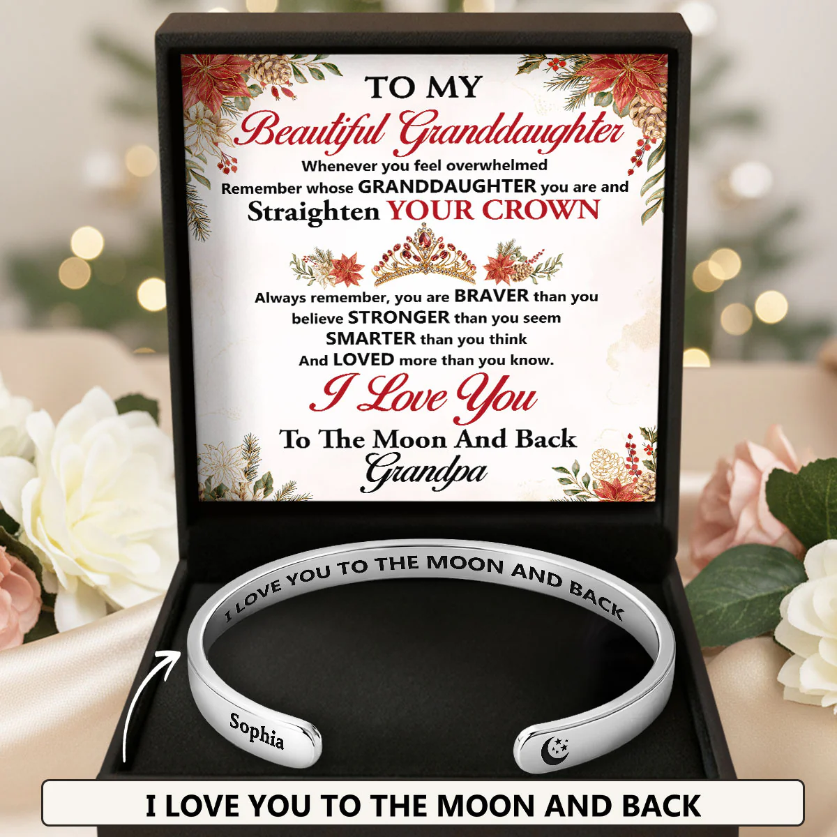 Straighten Your Crown Ver 2 - Personalized Cuff Bangle Bracelet With Box
