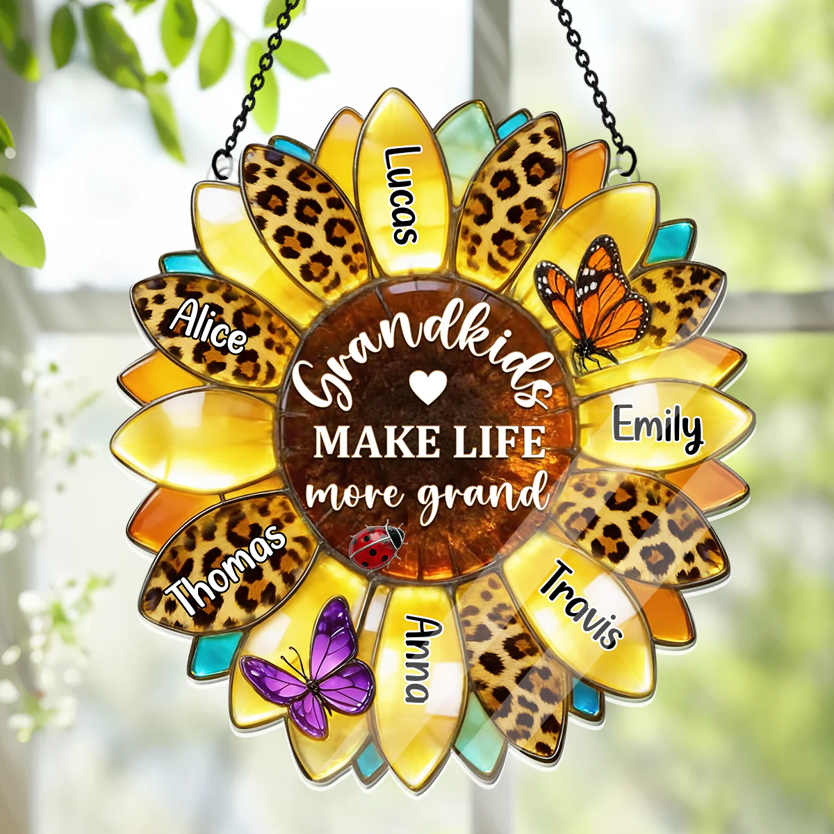 Sunflower Grandma - Personalized Acrylic Suncatcher - Image 4
