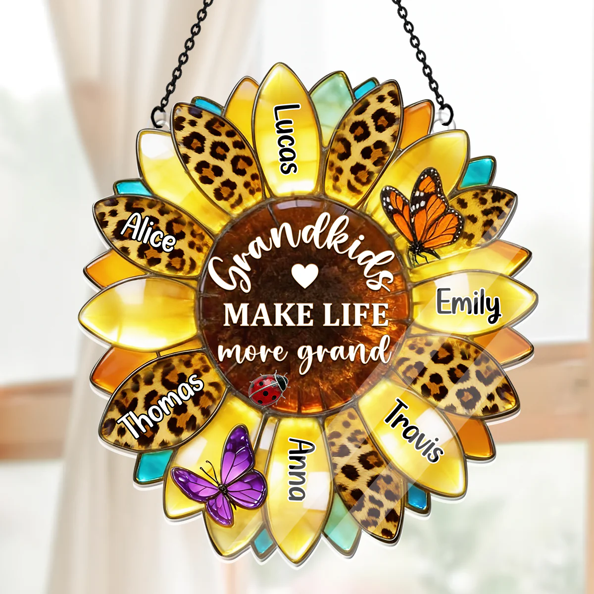 Sunflower Grandma - Personalized Acrylic Suncatcher - Image 5