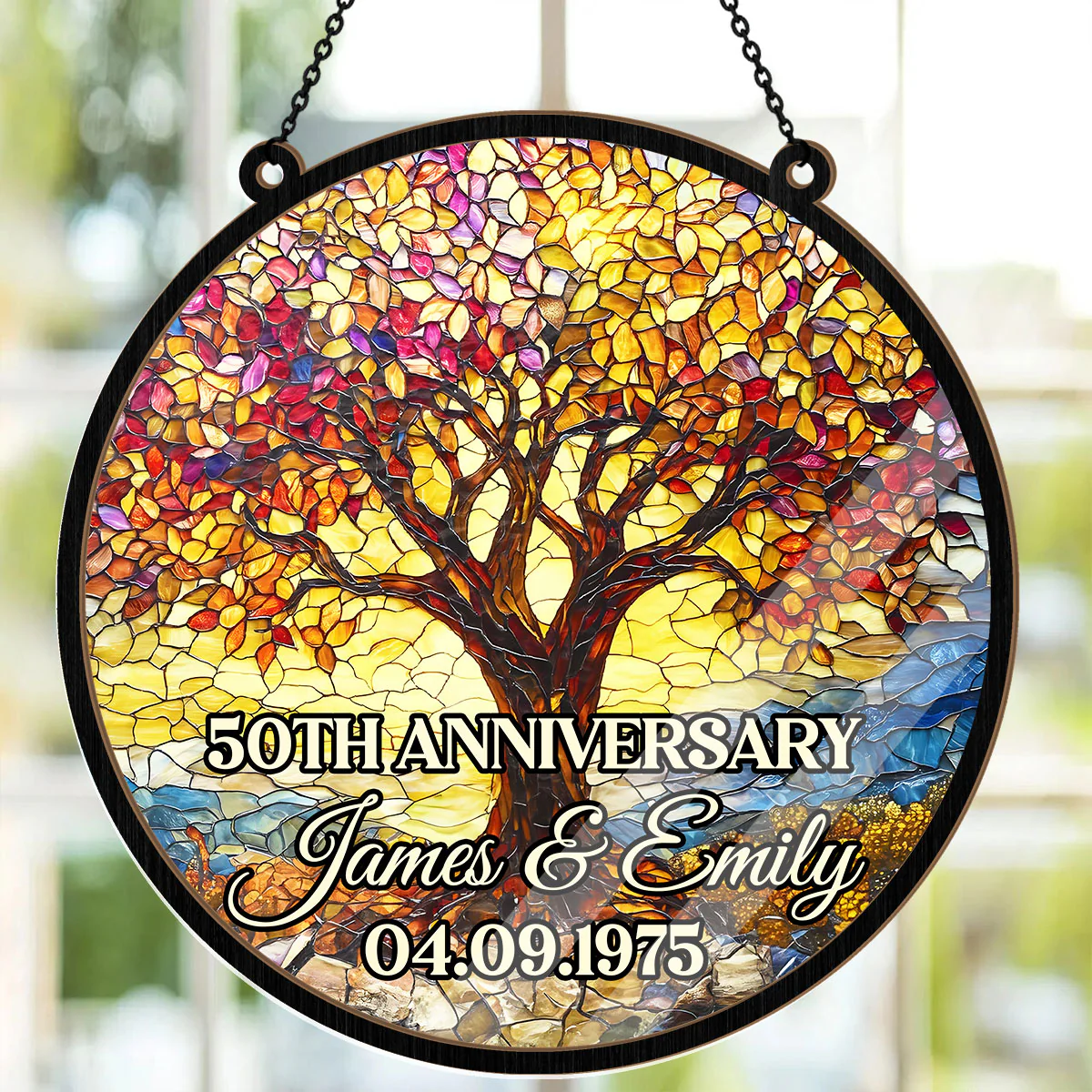 Sunset Of Love Tree - Personalized Window Hanging Suncatcher - Image 2