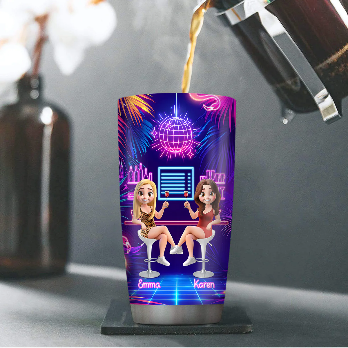 Sunset Sips And Secrets - Personalized Stainless Steel Tumbler - Image 4