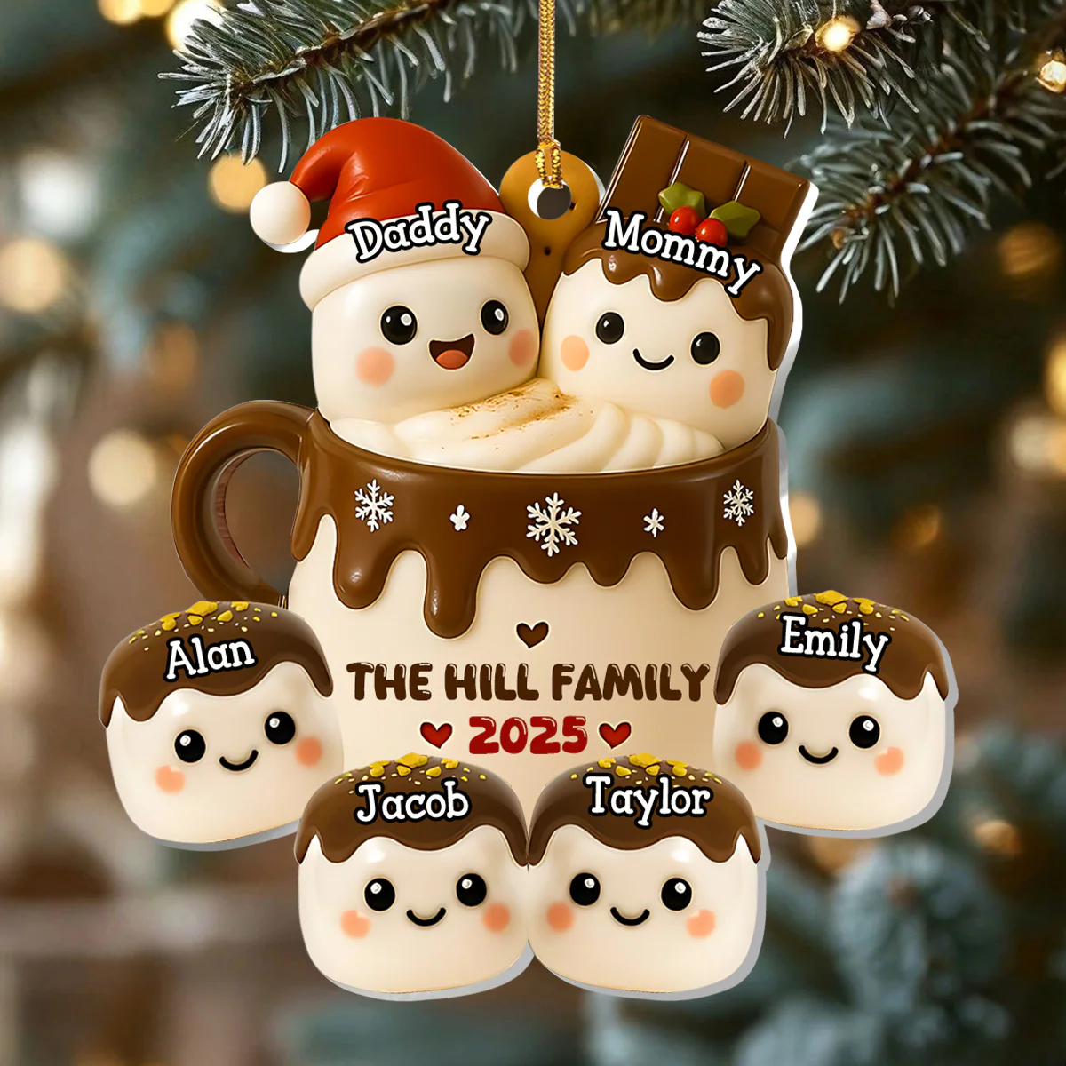 Sweet And Cozy Family - Personalized 1-Layer Acrylic Ornament - Image 3
