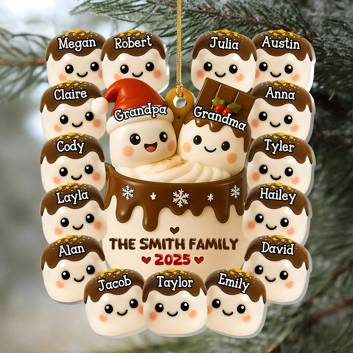 Sweet And Cozy Family - Personalized 1-Layer Acrylic Ornament - Image 5