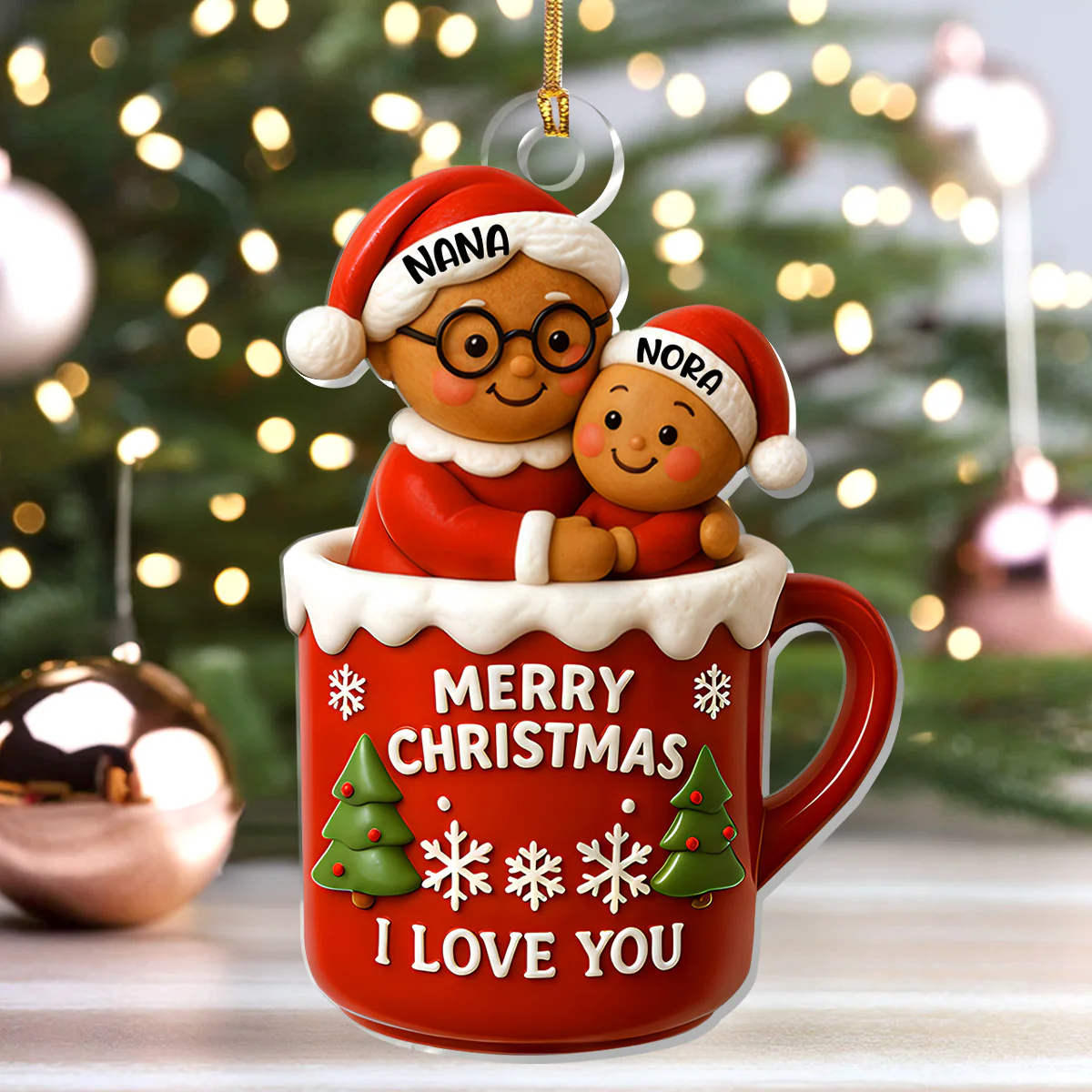 Sweet Choco Hug - Personalized 1-Layer Acrylic Ornament - Image 3