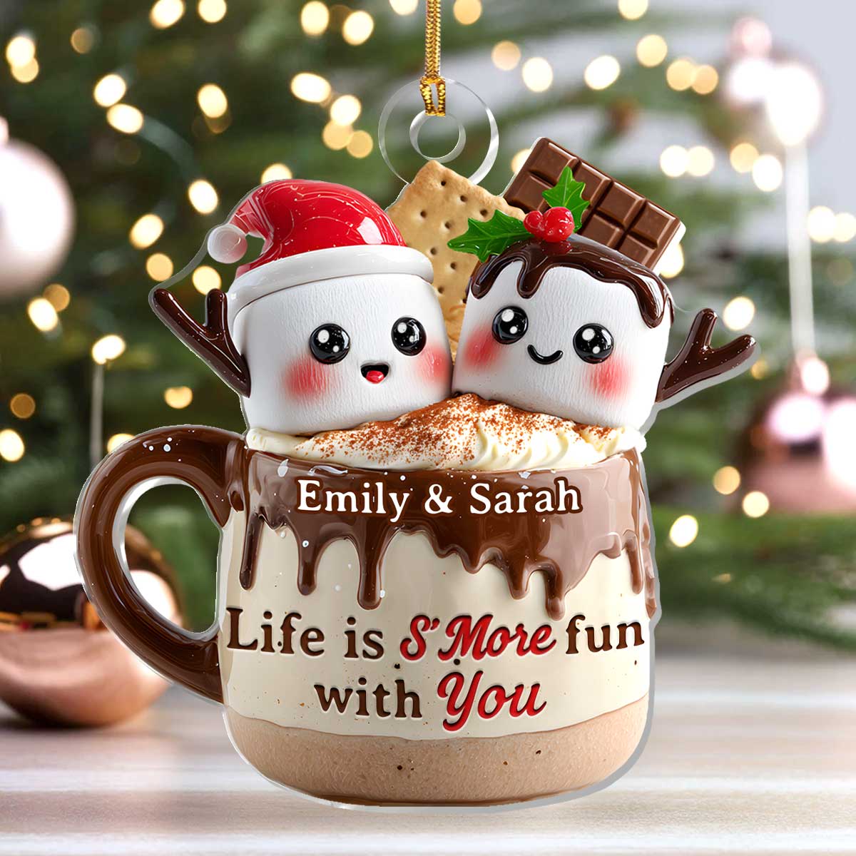 Sweet Christmas S’more Love - Personalized 1-Layer Acrylic Ornament - Image 4