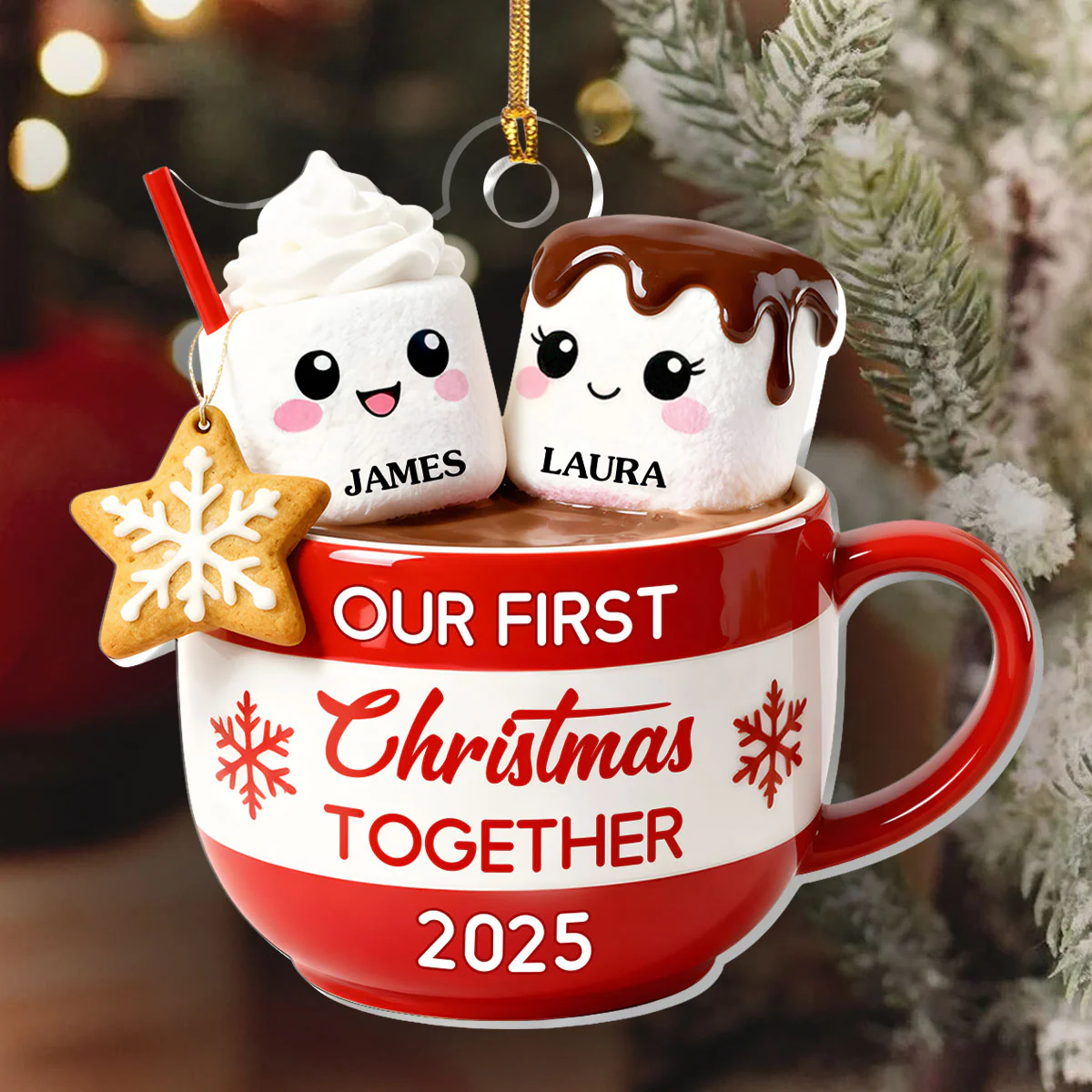Sweet Cocoa Love - Personalized 1-Layer Acrylic Ornament - Image 6