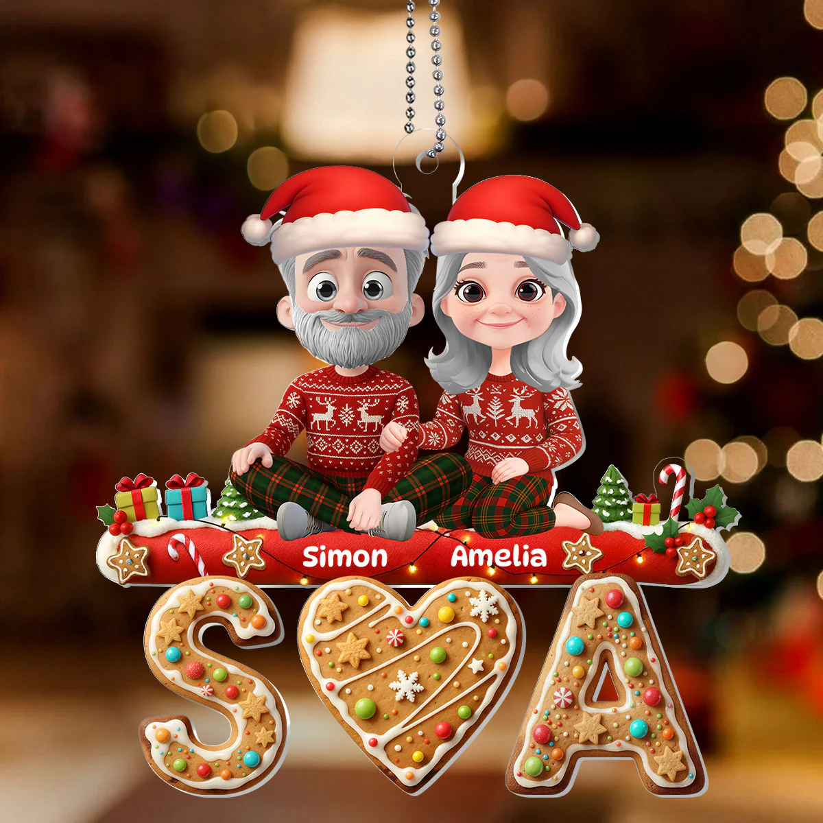 Sweet Couple - Personalized 1-Layer Acrylic Ornament - Image 2