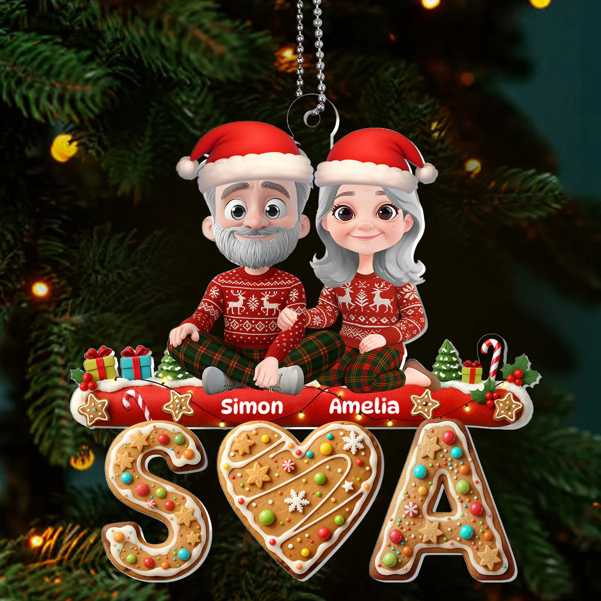 Sweet Couple - Personalized 1-Layer Acrylic Ornament - Image 3
