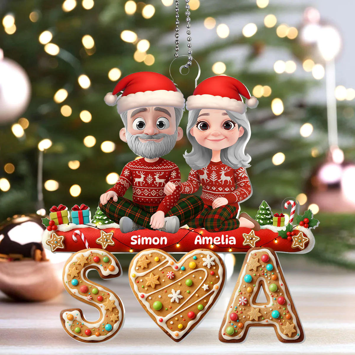 Sweet Couple - Personalized 1-Layer Acrylic Ornament - Image 4