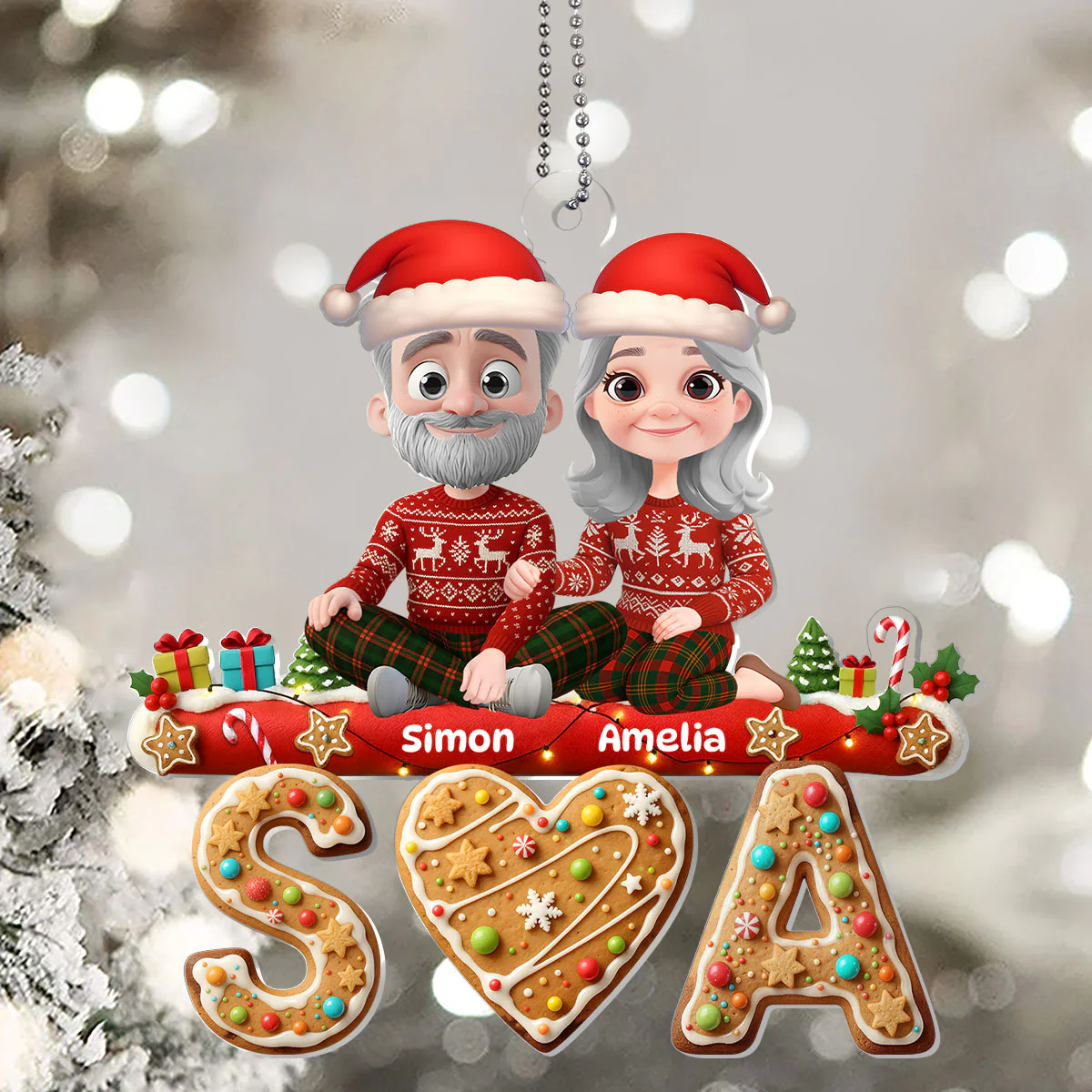 Sweet Couple - Personalized 1-Layer Acrylic Ornament - Image 5
