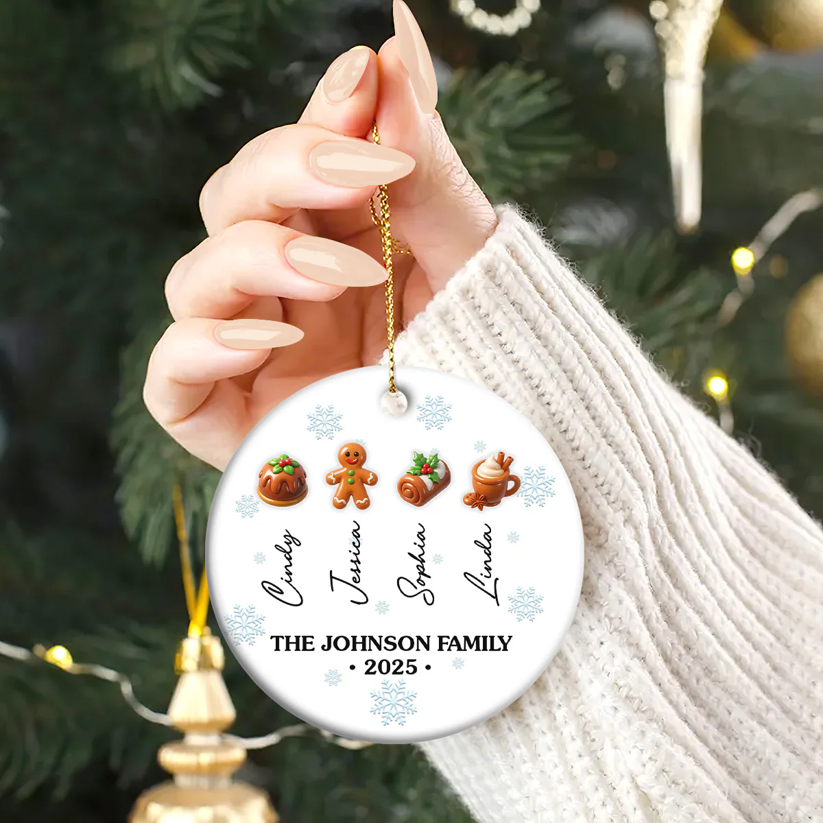Sweet Family 2025 - Personalized Round Shaped Ceramic Ornament - Image 2