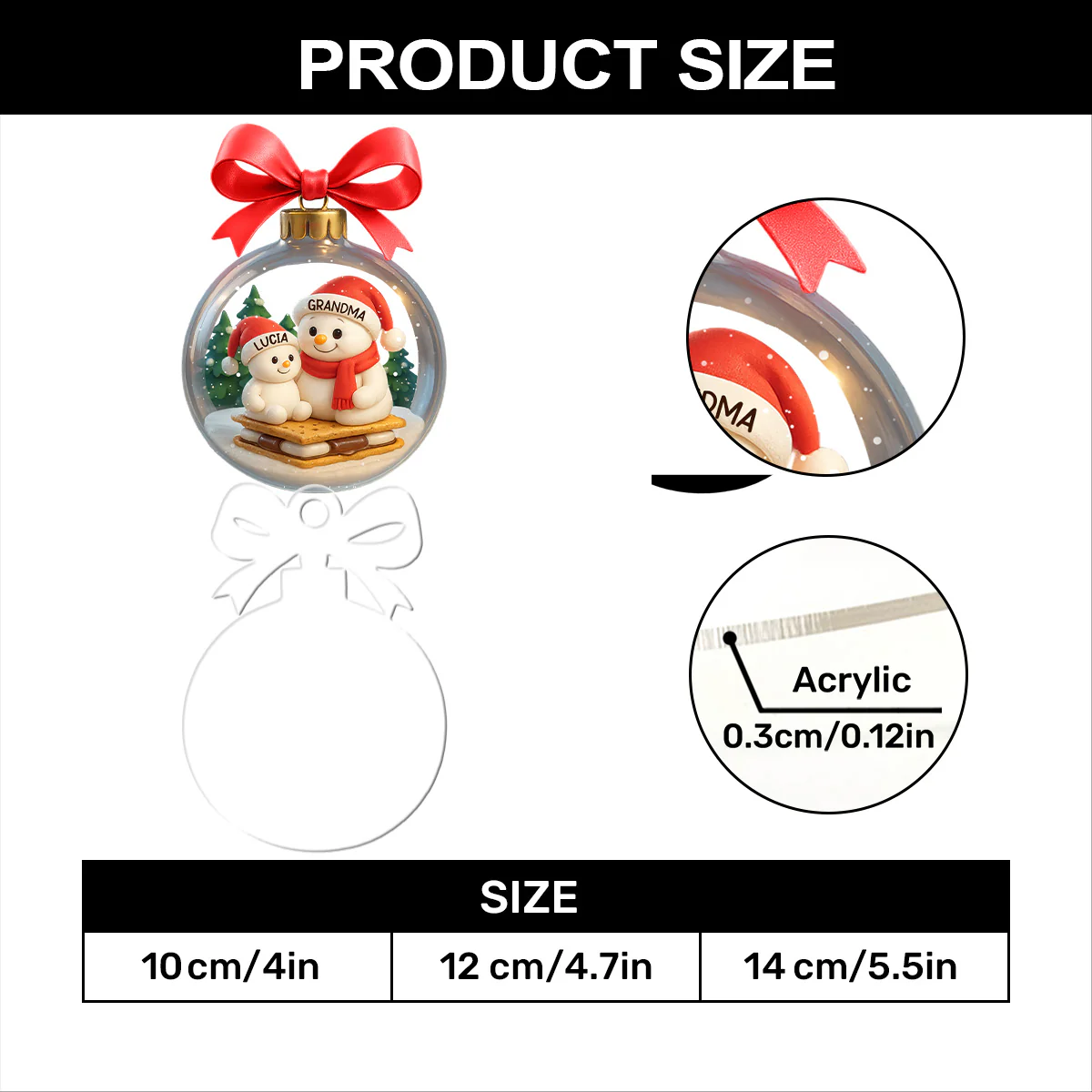 Sweet S'more Ball - Personalized 1-Layer Acrylic Ornament - Image 7