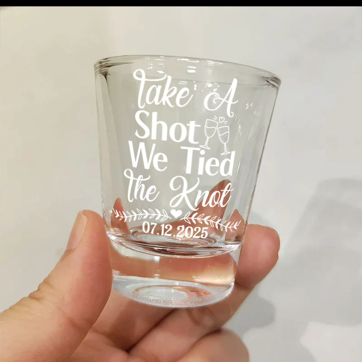 Take A Shot We Tied The Knot - Personalized Shot Glass - Image 4