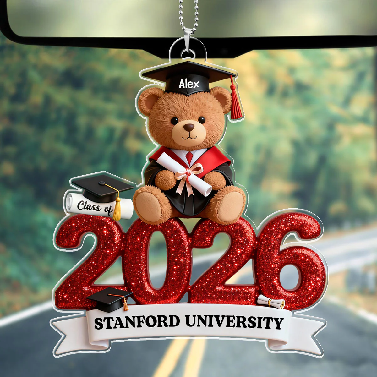 Tassel The Hustle, Time To Sparkle - Personalized Car Acrylic Hanging Ornament - Image 2