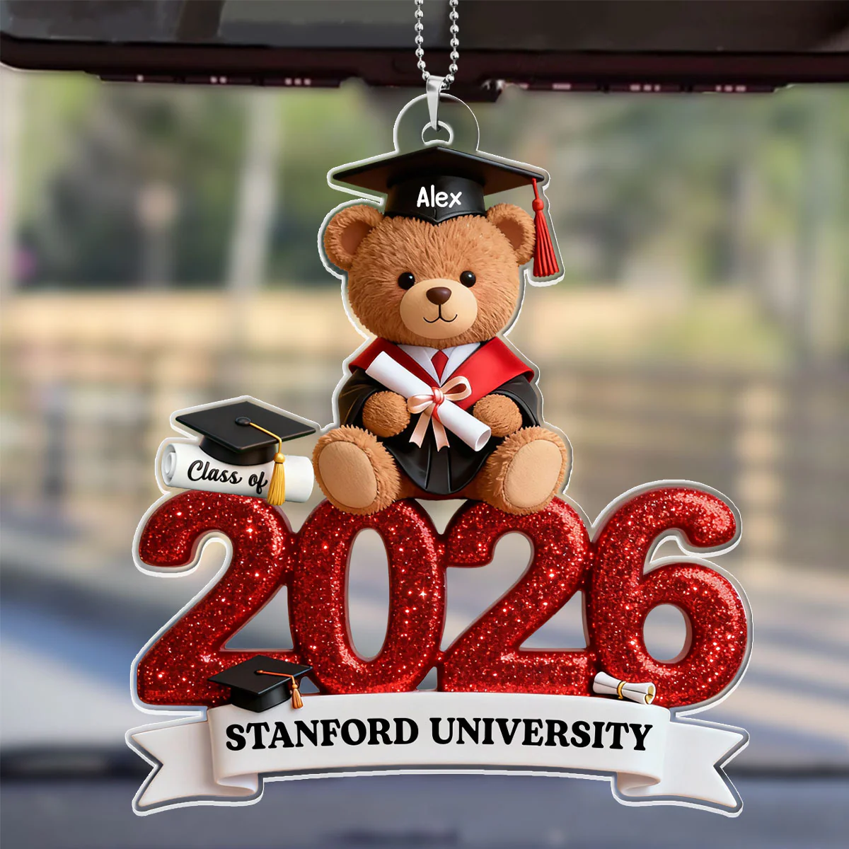 Tassel The Hustle, Time To Sparkle - Personalized Car Acrylic Hanging Ornament - Image 4