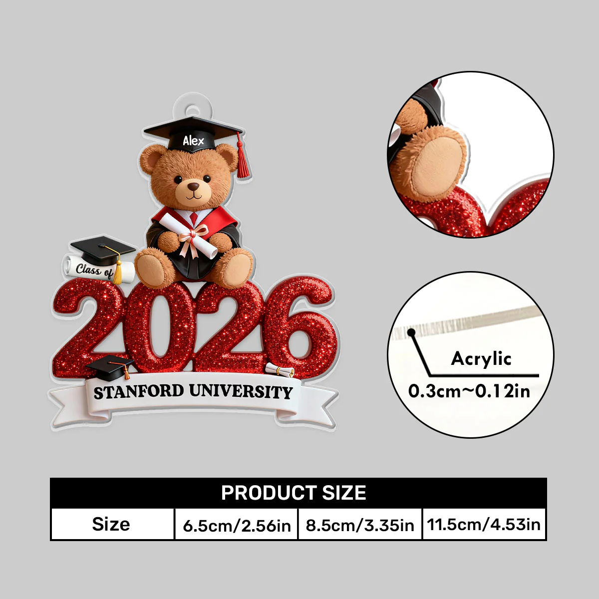 Tassel The Hustle, Time To Sparkle - Personalized Car Acrylic Hanging Ornament - Image 5