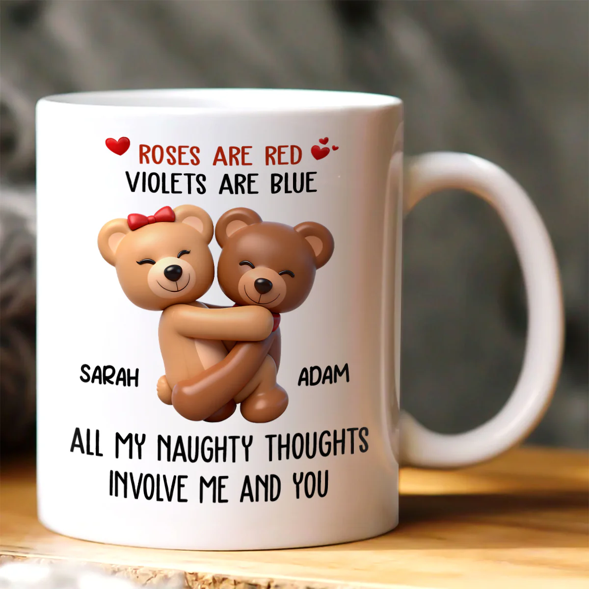 Teddy Naughty Thoughts - Personalized Ceramic Coffee Mug