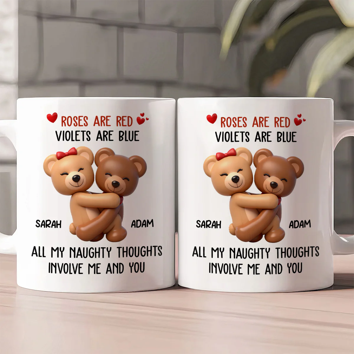 Teddy Naughty Thoughts - Personalized Ceramic Coffee Mug - Image 2