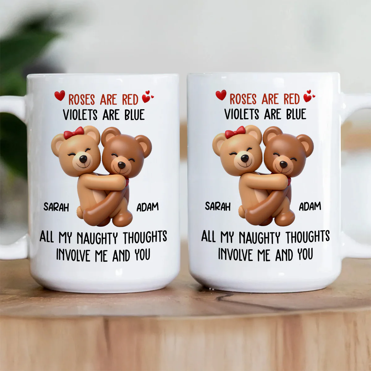 Teddy Naughty Thoughts - Personalized Ceramic Coffee Mug - Image 3
