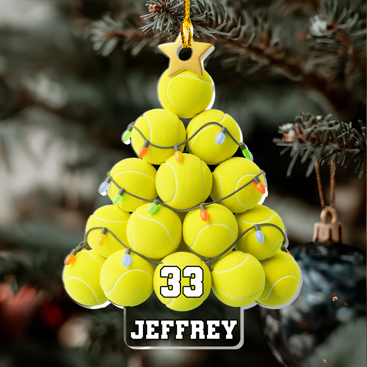 Tennis Lovers - Personalized 1-Layer Acrylic Ornament - Image 4