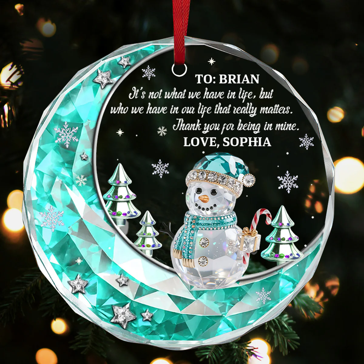 Thank You For Being In Mine - Personalized Round Shaped Glass Ornament - Image 6