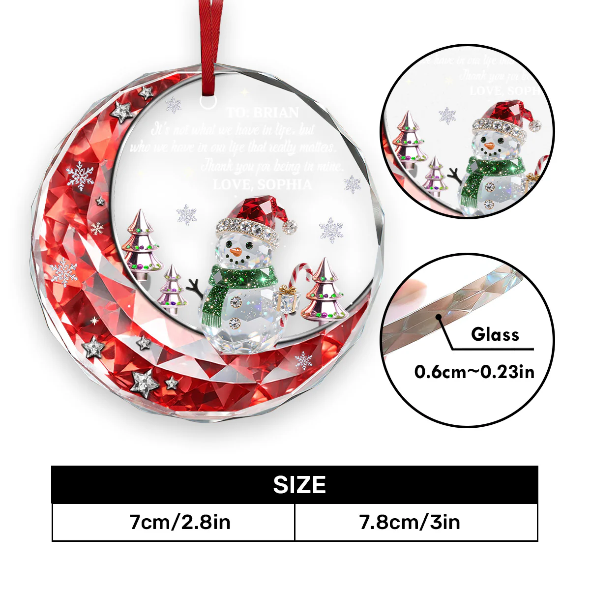 Thank You For Being In Mine - Personalized Round Shaped Glass Ornament - Image 8
