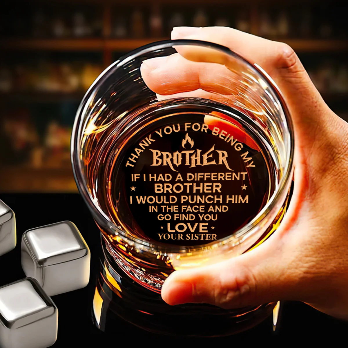 Thank You For Being My Brother - Personalized Engraved Whiskey Glass - Image 6