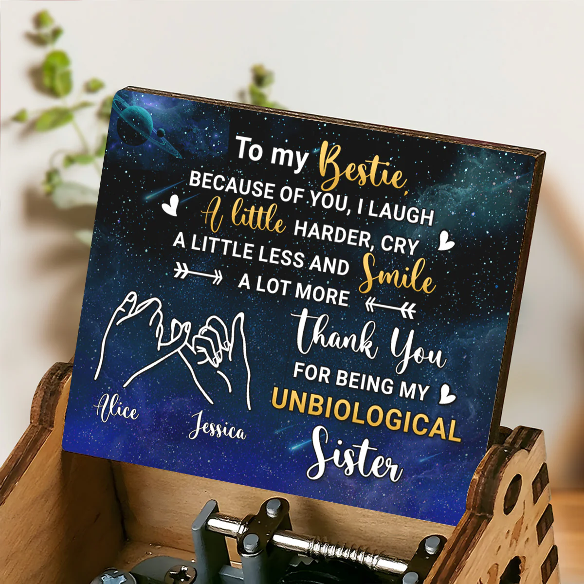 Thank You For Being My Unbiological Sister - Personalized Music Box