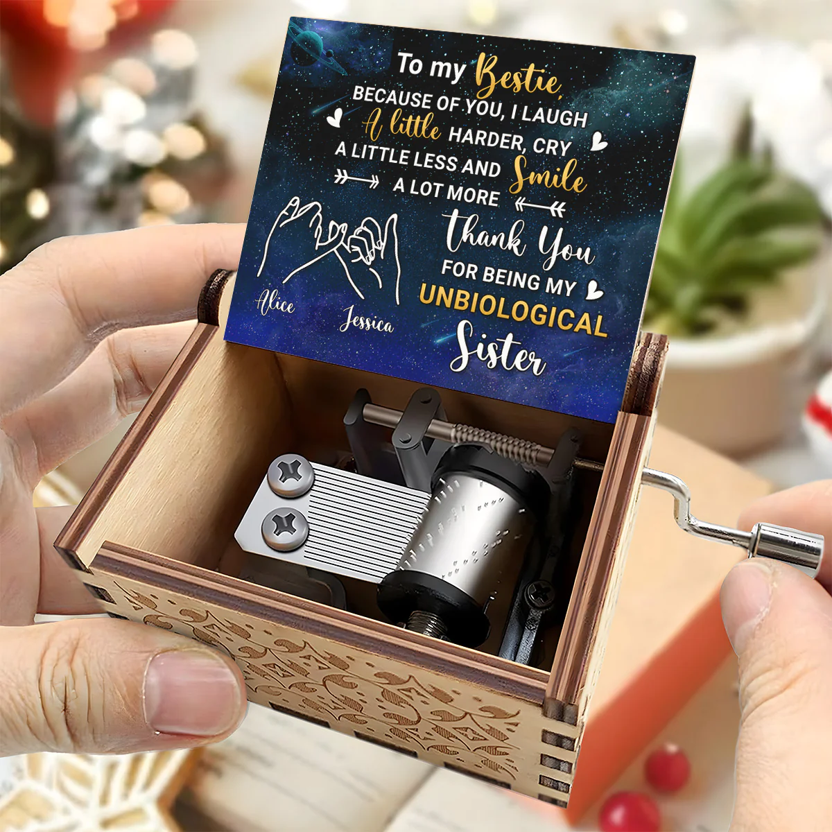 Thank You For Being My Unbiological Sister - Personalized Music Box - Image 4