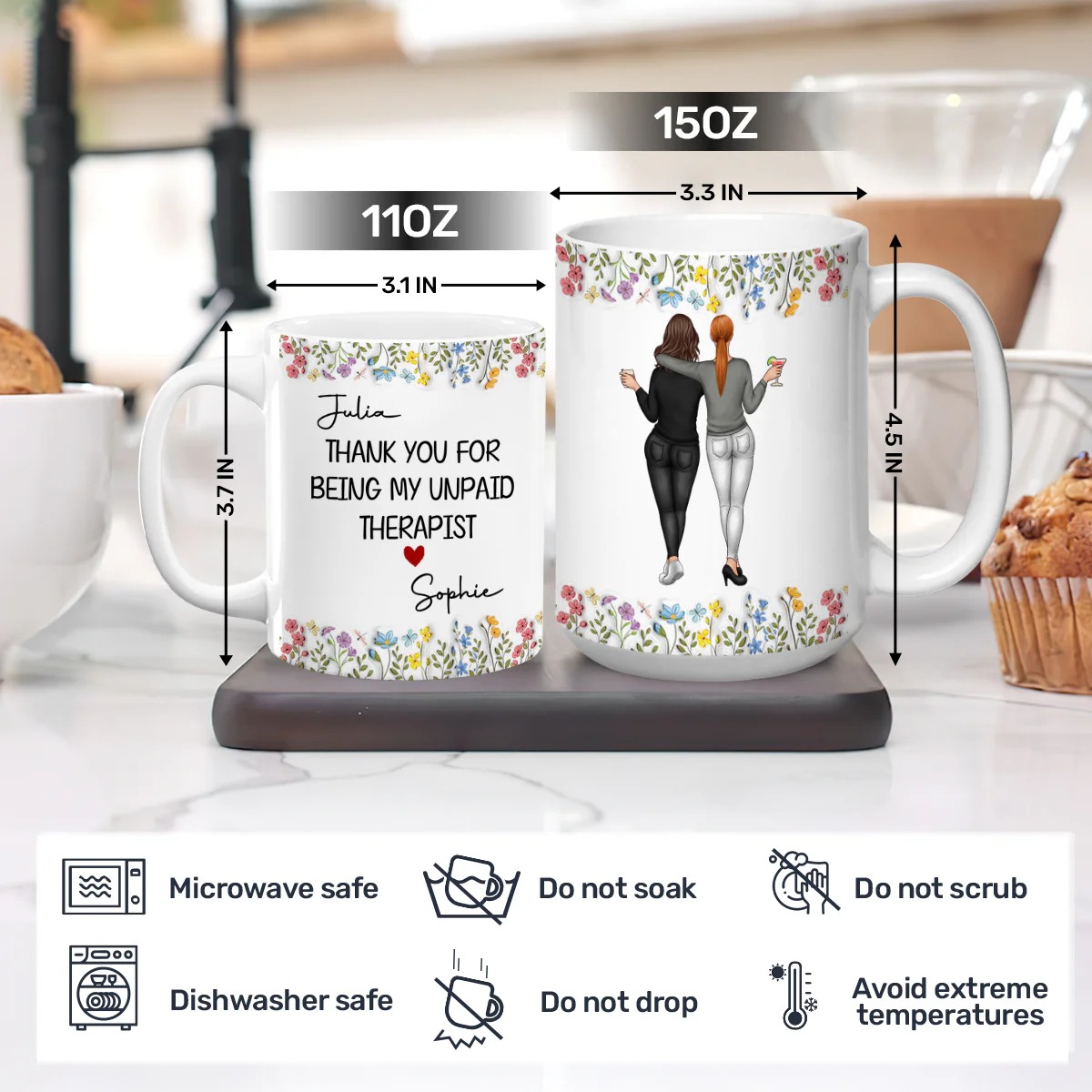 Thank You For Being My Unpaid Therapist - Personalized Ceramic Coffee Mug - Image 4