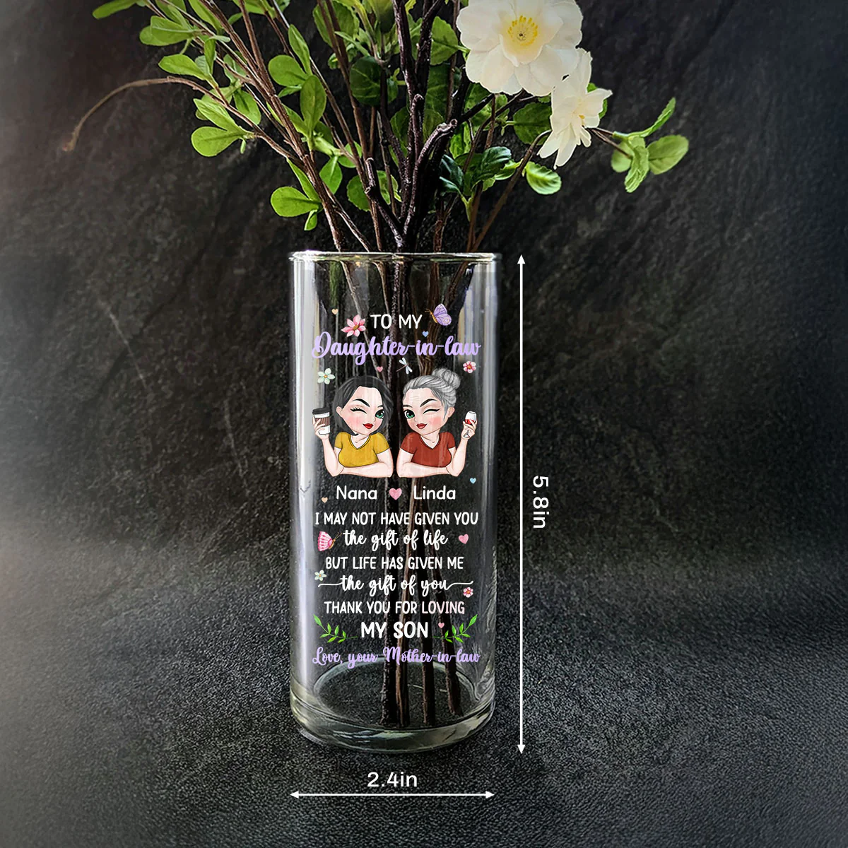 Thank You For Loving My Son - Personalized Glass Vase - Image 4